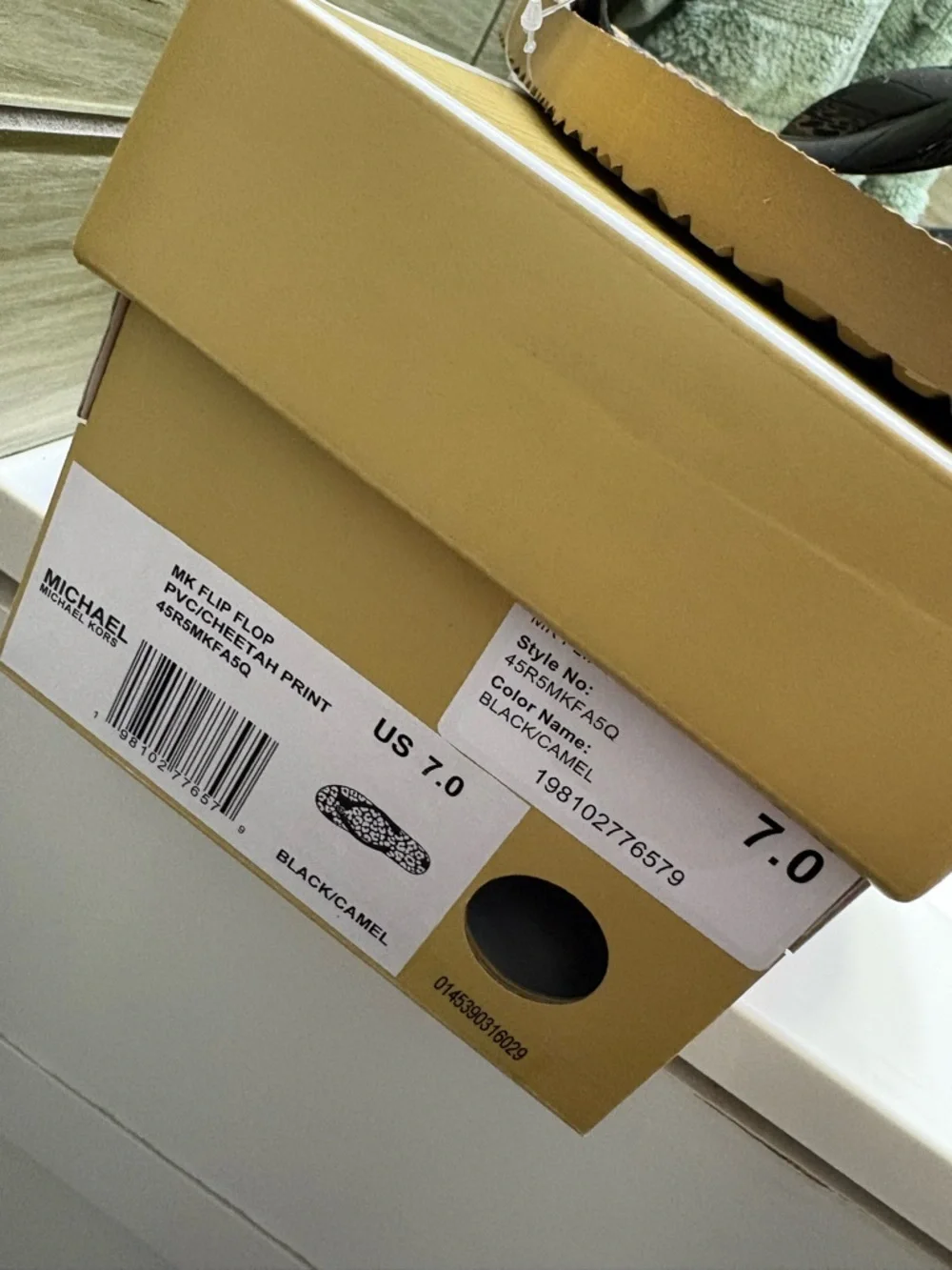 Michael Kors Black & Camel Leopard Print Flip Flops NEW IN BOX
